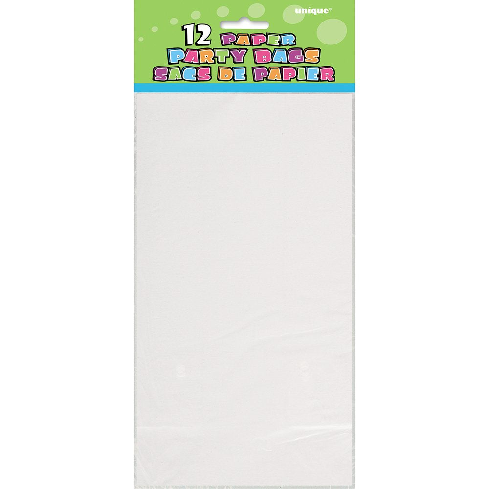 White Paper Party Bags, Pack Of 12 - Best For Any Occasion, Eco-Friendly And Stylish Alternative To Plastic, Perfect For Gifts A