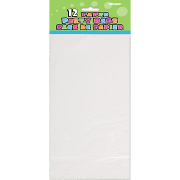 White Paper Party Bags, Pack Of 12 - Best For Any Occasion, Eco-Friendly And Stylish Alternative To Plastic, Perfect For Gifts A