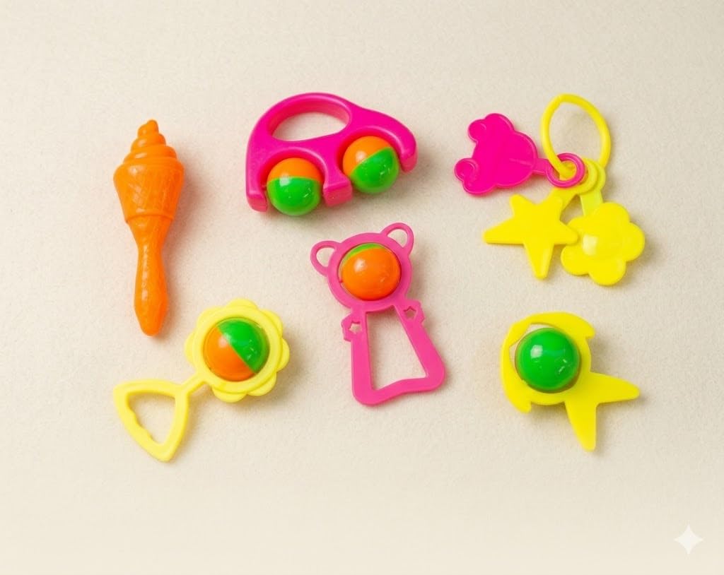 Baby Rattle Toy Set, Infant Grab And Shake Sensory Teether, Development Learning Music Toy, Multicolor, For Newborn Pack Of 6 It