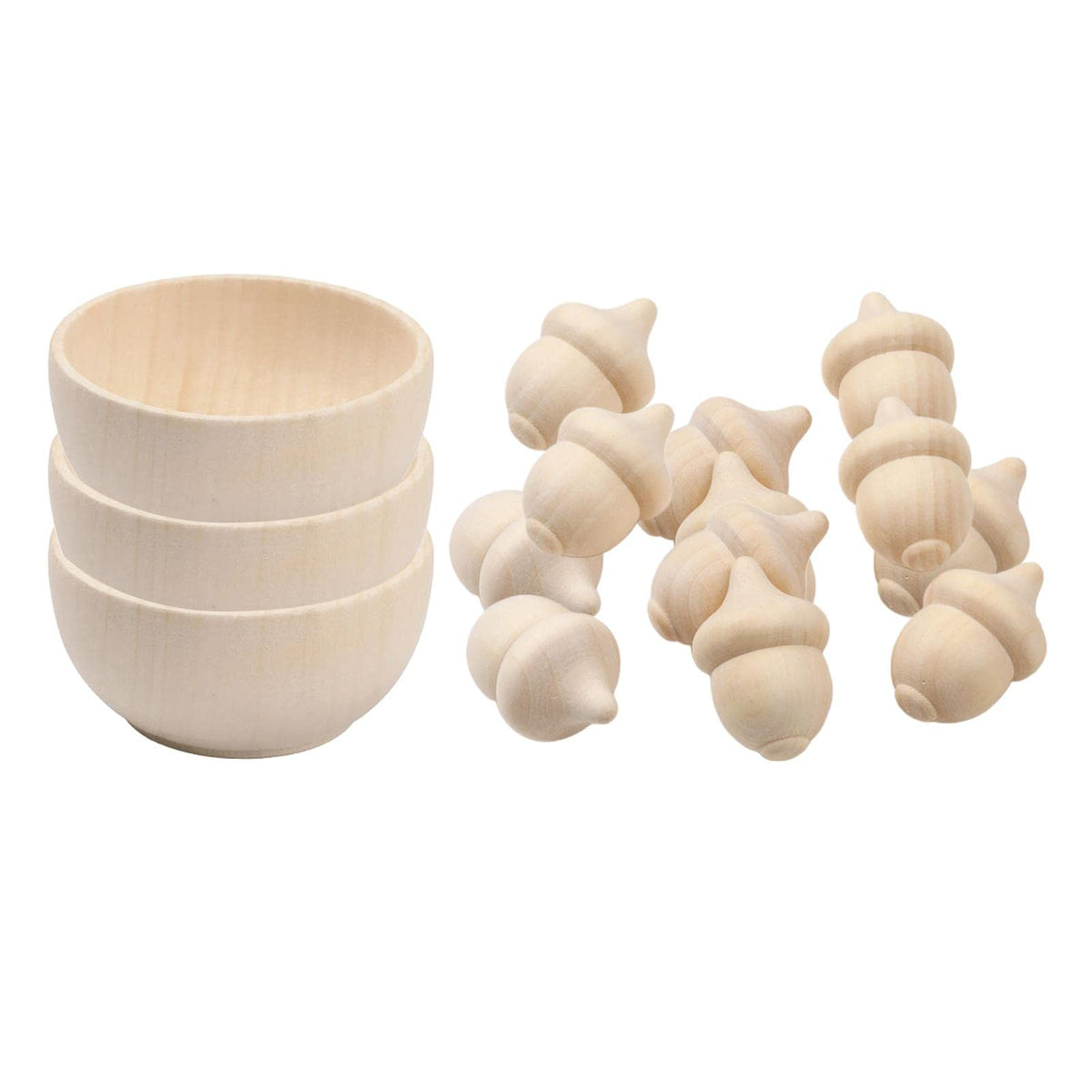 Lichts Natural Wooden Acorns Kit Set Counting & Sorting For Painting Diy Crafts
