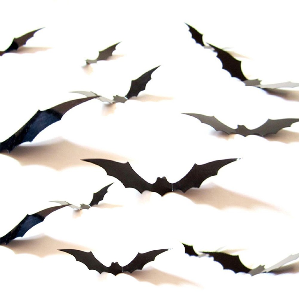 DIY Halloween Party Supplies PVC 3D Decorative Scary Bats Wall Decal Wall Sticker, Halloween Eve Decor Home Window Decoration Se