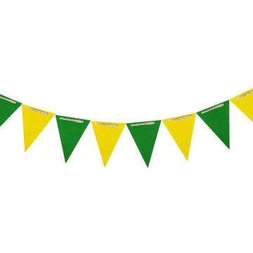 Zooyoo 20 Feet Dark Green And Yellow Pennant Banner, Paper Triangle Flags Bunting For Baby Birthday Party, Wedding Decor, Baby S