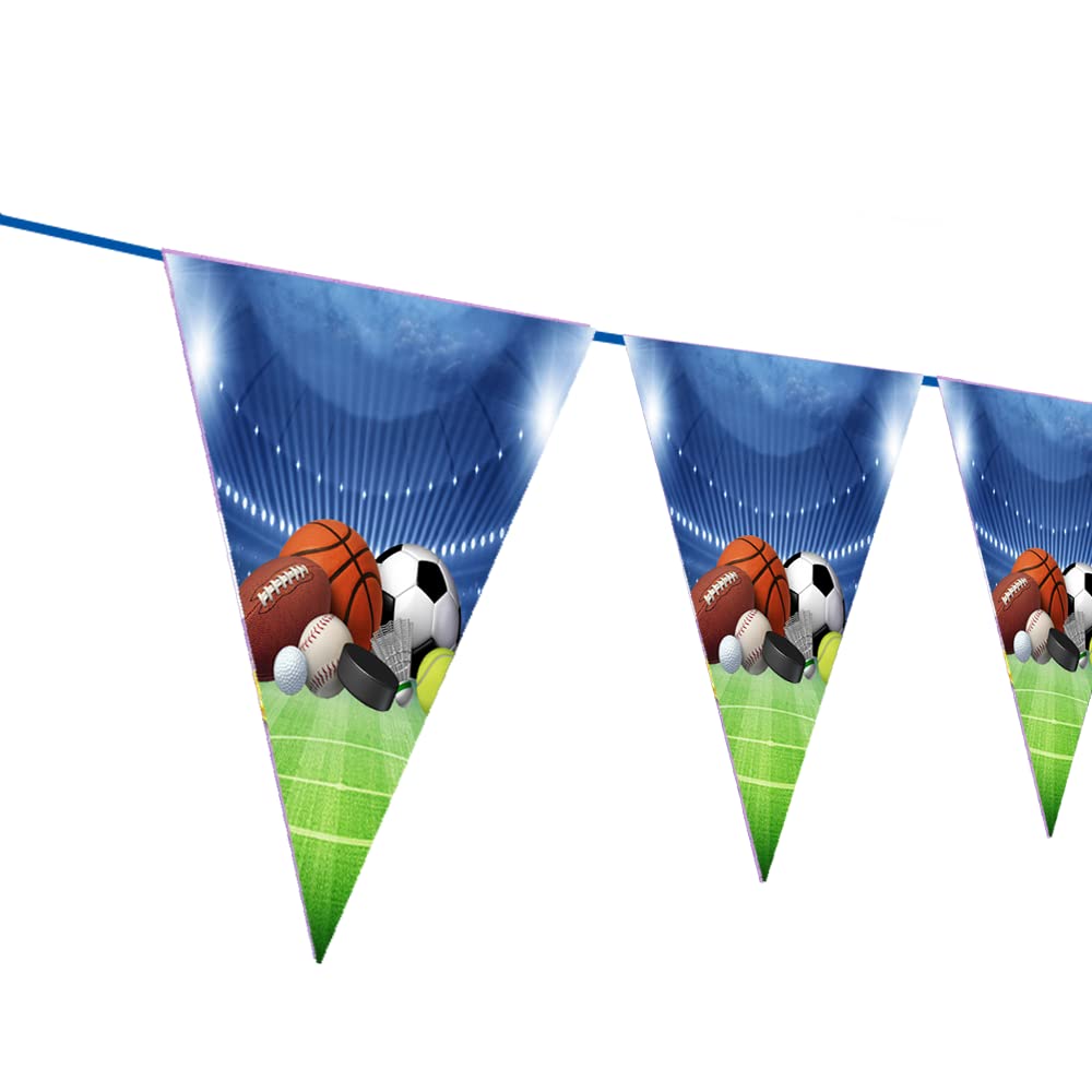 Wow Party Studio Sports Theme Happy Birthday Decorations Flag Pennants Buntings Banner  10Ft Long