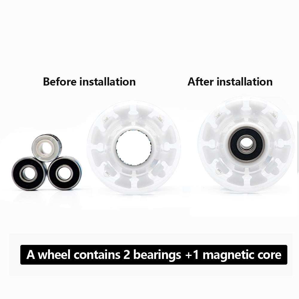 Nezylaf 4 Pack Light Up Roller Skate Wheels 32x58mm 78A Polyurethane 3LED-Colorful with Bearings for Indoor/Outdoor Use