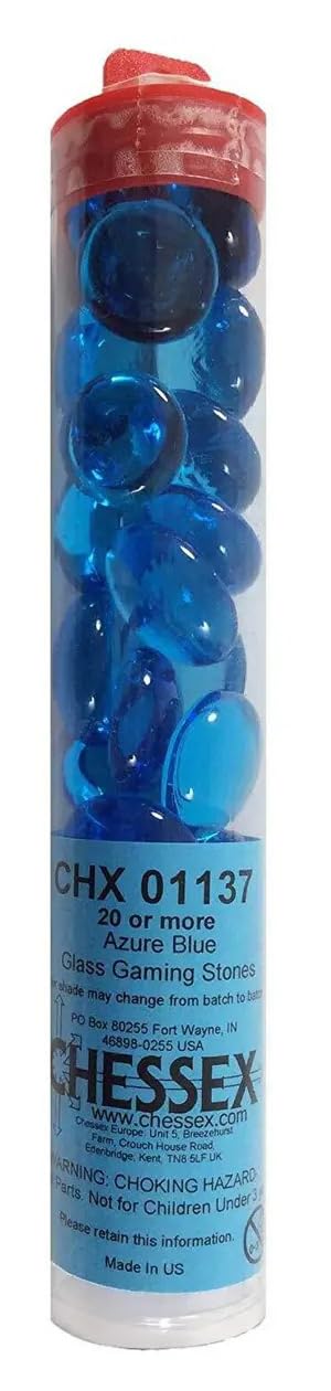 Chessex Glass Gaming Stones: Azure Blue (20)