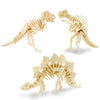 Georgie Porgy 3D Wooden Puzzles For Kids Toys Construction Woodcraft Kits Diy Model Puzzle Kits Birthday Gifts Pack Of 3 (T-Rex Spinosaurus Stegosaurus)