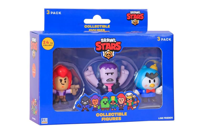 BRAWL STARS Brawl Figure 3-Pack, Model BRW2021, Plastic, Various Colours