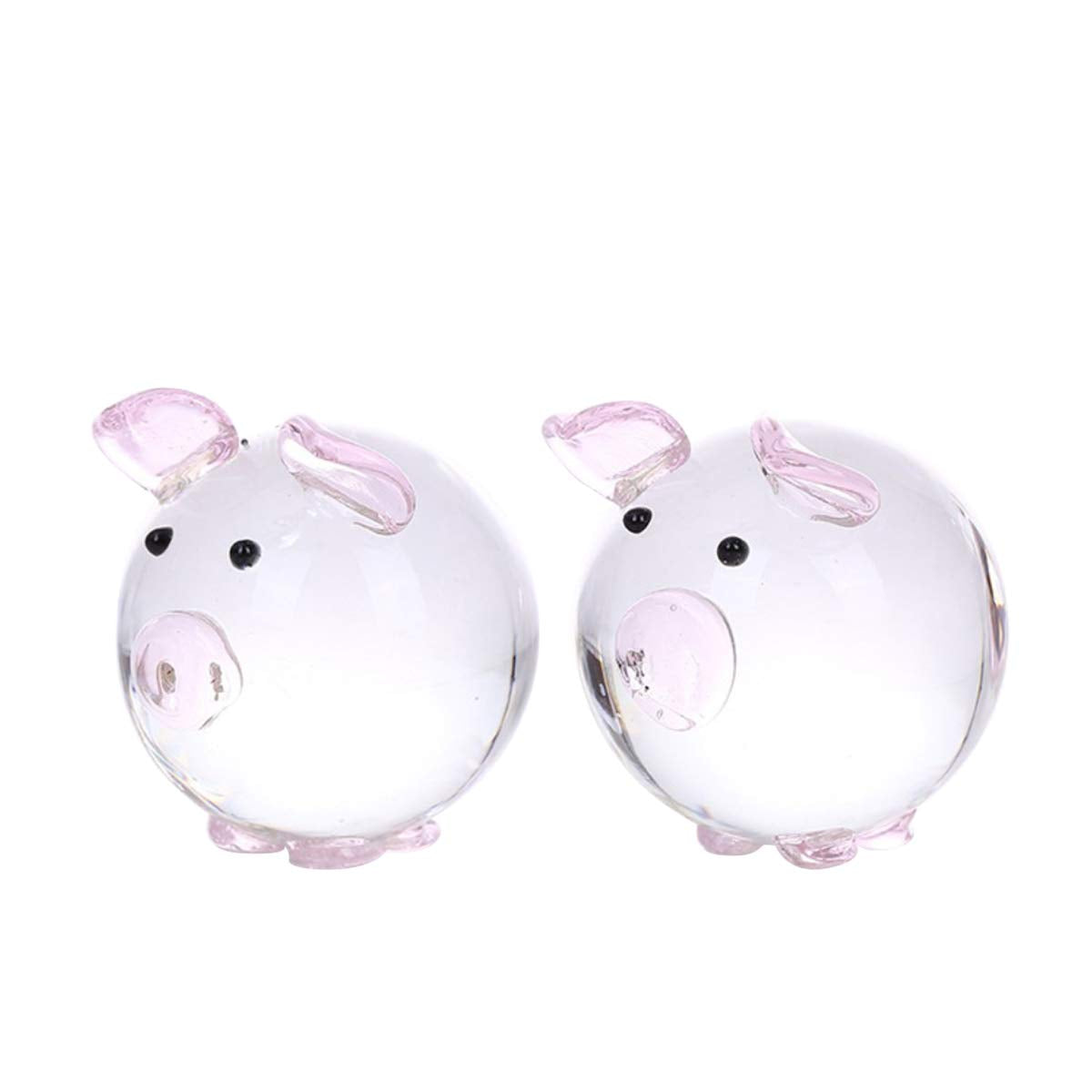 Jaswass Crystal Pig Figurine Mini Glass Animal Figurine Collectible Statue Set Of 2 For Decoration, Small Crystal Pig Decorative