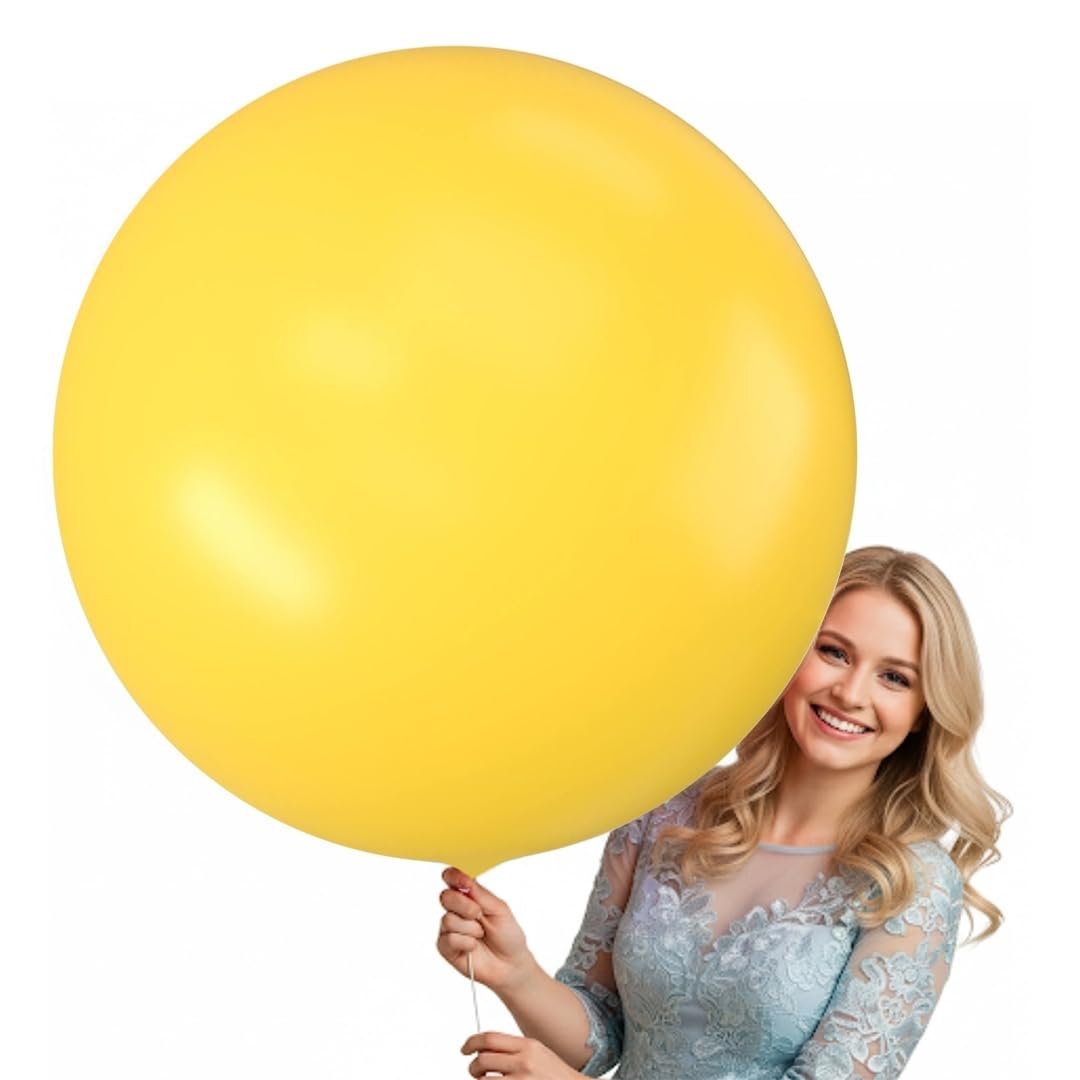 Wanna Party Large Macaron Yellow Giant 36 Inch Balloon/Big Round Jumbo Party Balloon/Bladder Balloon for Birthday, Wedding, Baby