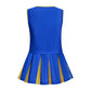 Lmyove Cheerleader Costume For Girls, Cheerleading Outfit For Kids With Pom Pom, Child Halloween Costume Dress Uniform, Blue & Yellow, 4-5T