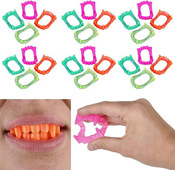 The Dreidel Company Halloween Teeth Neon Fangs Teeth, Costume, Funny Halloween Dress-Up, Pretend Play Decoration (100-Pack)
