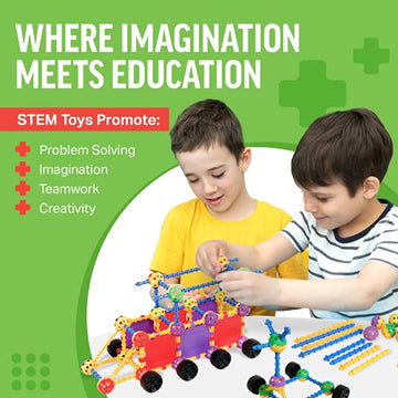 STEM Master Educational Building Blocks Kit, 176 Pieces, Multicolor - Perfect Easter Basket Stuffers for Kids Ages 4-8