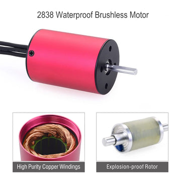 KingVal Replacement 2838 3200KV Waterproof Brushless Motor Shaft 3.175mm Compatible with 1/14 1/16 RC Car
