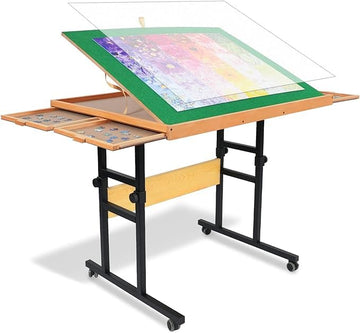 All4Jig 1500 Piece Jigsaw Puzzle Table With Legs,25''X34''Adjustable Puzzle Tables For Adults, 3-Tilting-Angle Portable Wooden J