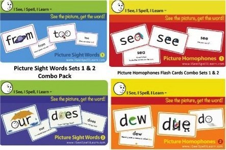 I See, I Spell, I Learn  Super Combo Picture Sight Words & Picture Homophones Flashcards