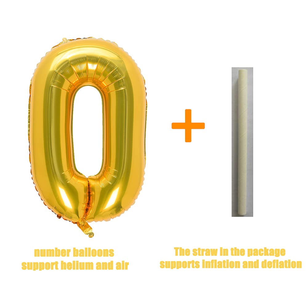 32 Inch Gold Number 0 Balloons Foil Ballon Digital Birthday Party Decoration Supplies (Gold Number 0 Balloon)