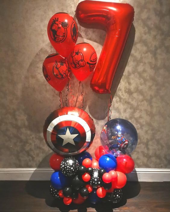 Red Number 7 Balloon 40 Inch, 7 Balloon Number, 7Th Birthday Decorations, Red Party Supplies For Boys Girls