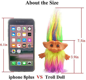 2Packs Vintage Troll Dolls Set,Lucky Doll Chromatic Adorable For Collections, School Project, Arts And Crafts, Party Favors - 7.5' Tall(Include The Length Of Hair) (Style1-Rainbow+Red)