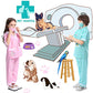 Lontakids Kids Animal Doctor Role Play Costume Veterinarian Pretend Play Dress Up Set With Medical Kit (6-8 Years, Pink)