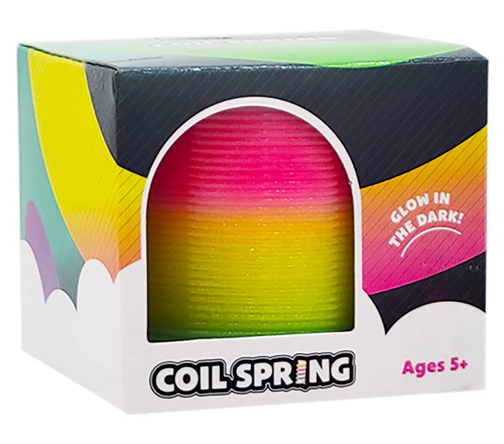 The Dreidel Company Plastic Coil Spring, Glow-In-The-Dark Magic Rainbow Slingy, Party Favor, Birthday Bag Filler, Stocking Stuffers, 3' (80Mm) (Single)
