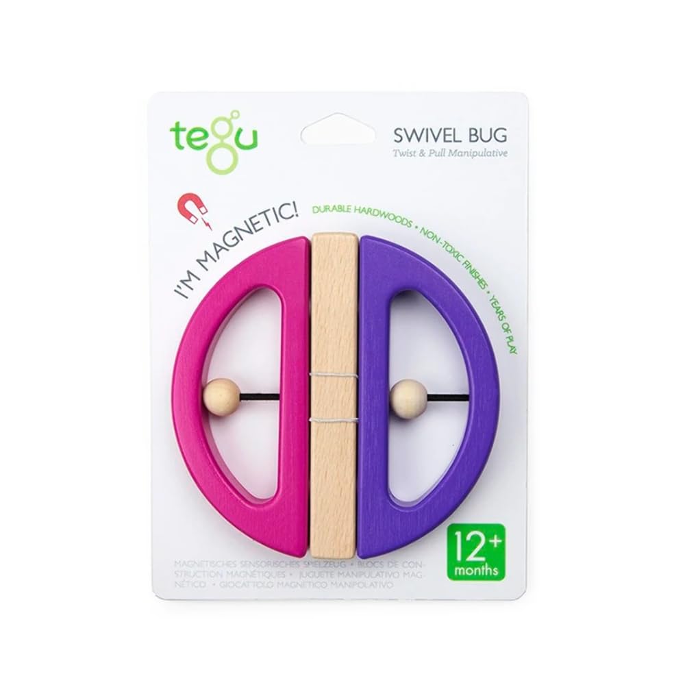 Tegu Swivel Bug Magnetic Building Block Set, Pink & Purple