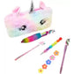 Taufa Villa Unicorn Pouch With Stationery For Girls  Pack Of 6 | Cute Unicorn Pencil Pouch Combo & Stationery Set | Pencil Box 