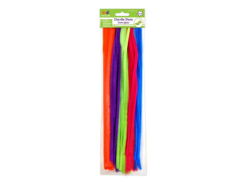 Krafty Kids GC024U, Chenille Stems, Pipe Cleaners, 6mm by 12in, Glamour Mix, 1/4 x 12 X 40 Piece