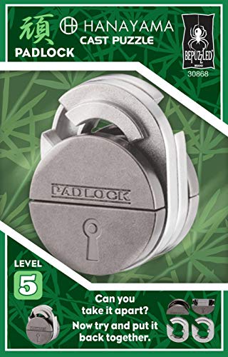 Bepuzzled | Padlock Hanayama Metal Brainteaser Puzzle Mensa Rated Level 5, For Ages 12 And Up