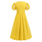 Addacos Girls Renaissance Medieval Dress Princess Costume Halloween Outfits Birthday Party Dress Up Clothes (Yellow, 130 (5-6T))