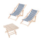 STOBOK Miniature Beach Chair & Table Mini Wooden Folding Beach Sunbath Chair 1:12 Miniature Wooden Lounge Chair and Beach Table Set for Dollhouse Decoration