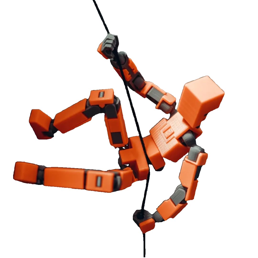 LUCKY13TOY 3D Printed Multi Joint Movable Mechanical Doll Model, Toy Design Style, Custom Desktop Ornament (Orange)