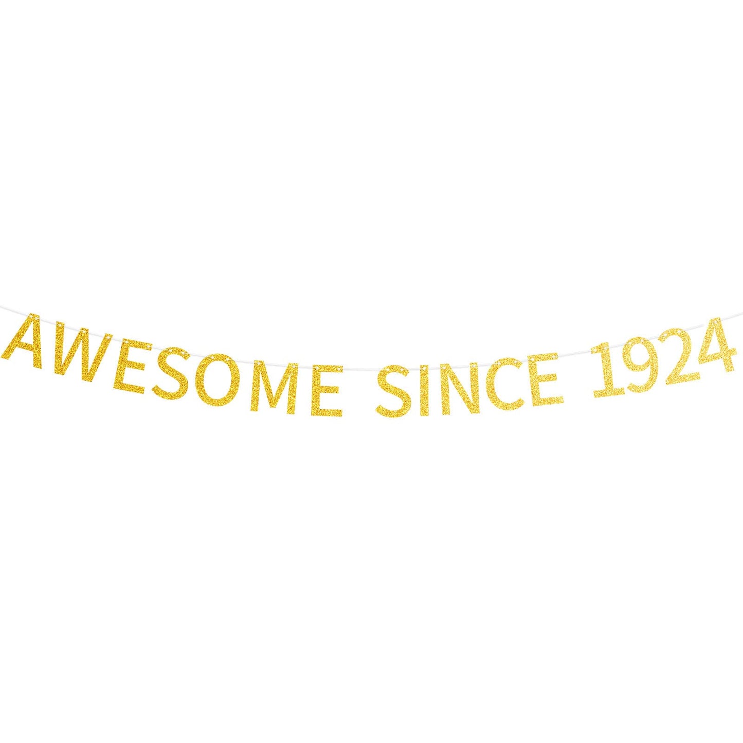 Awesome Since 1924 Banner Pre-Strung Happy 100Th Birthday Banner Gold Glittery 100 One Hundred Years Old Birthday Party Decorati