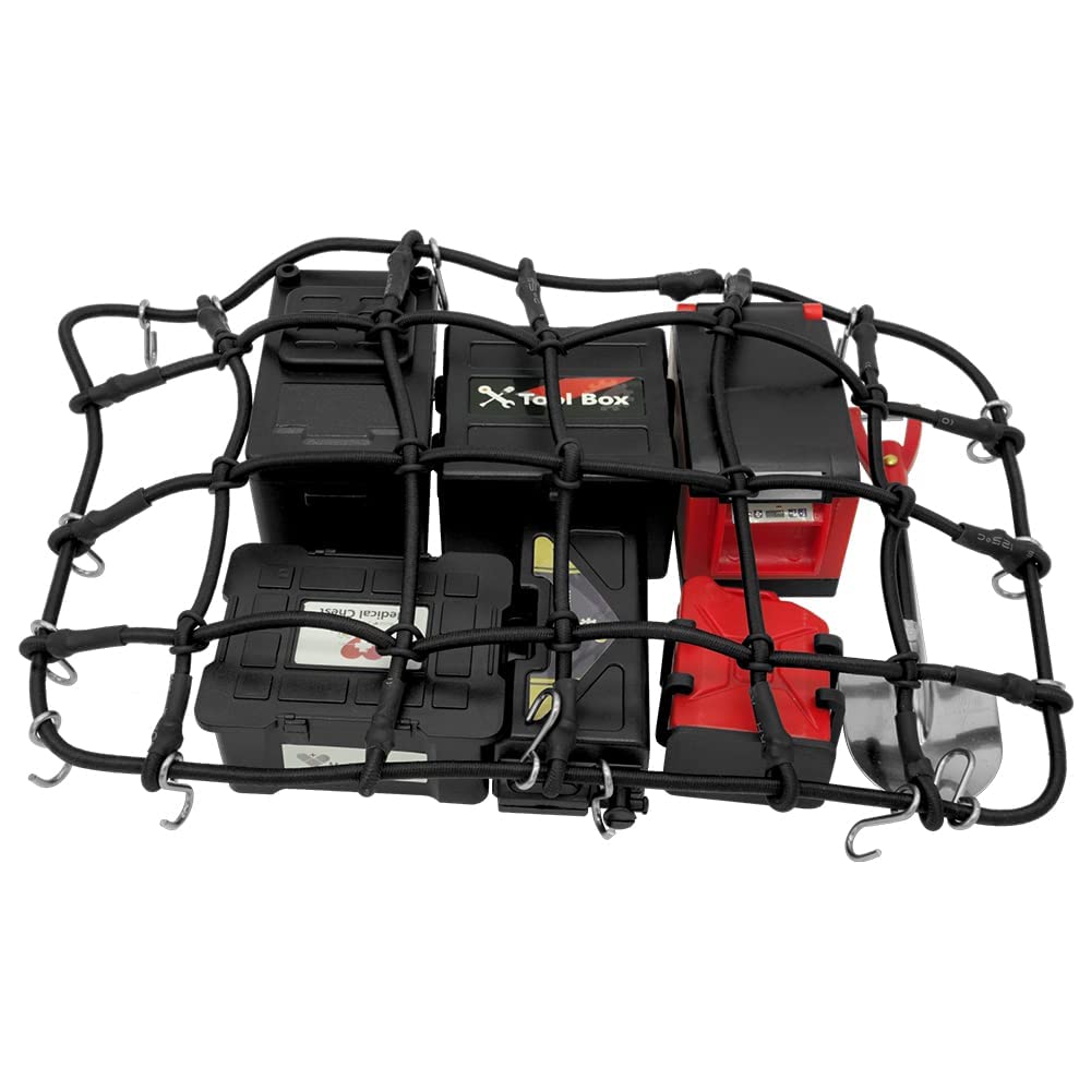 Globact 10Pcs Rc Crawler Accessories Roof Simulation Decoration Luggage Net/Fishing Box/Oil Drum/Shovel/Antennas/Recovery Board