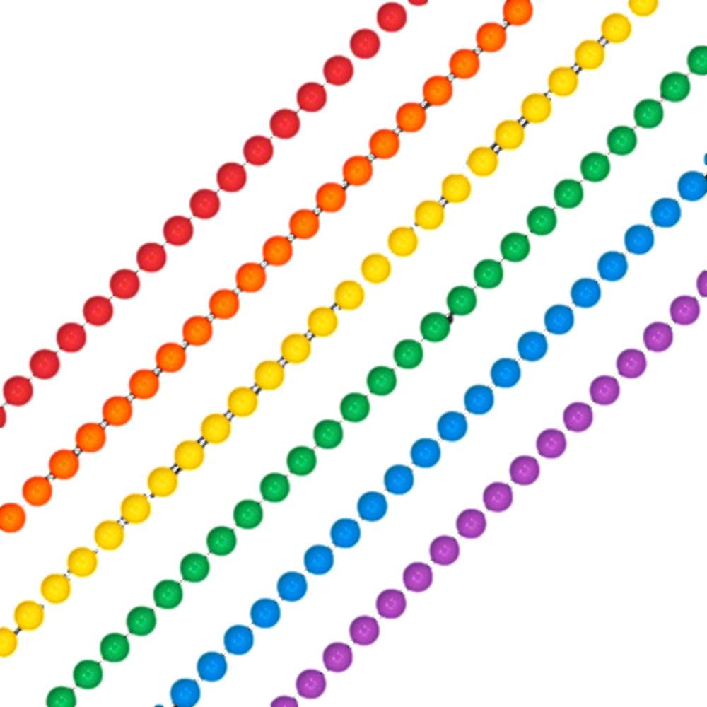 Blinkee Smooth Round Opaque Bead Mardi Gras Necklace Assorted Pack Of 12