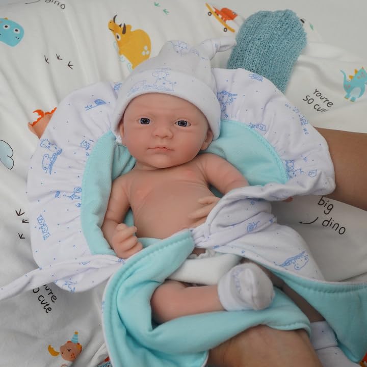 Mire & Mire Reborn Baby Dolls 12'''' Boy Micro Preemie Full Body Silicone Baby Doll Realistic Open Eyes Baby Doll (Blue), Pink