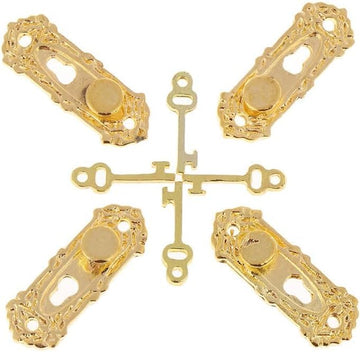 4 Set Gold 1/12 Miniature Door Knob Lock And Key Dollhouse Decoration Accessories