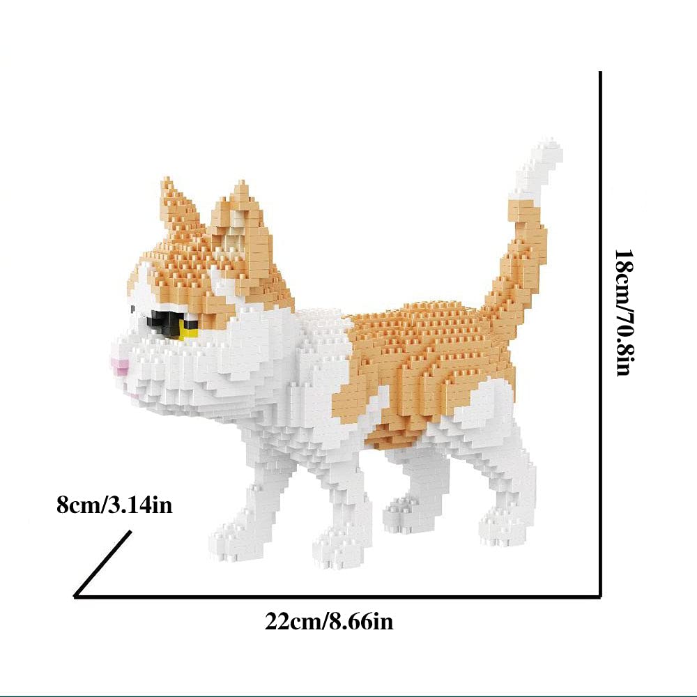 ISeeSee Mini Cat Building Blocks Pet Building Toy Bricks Micro Mini Blocks 3D Puzzle Building Blocks Set Toys Gifts for Kids or mature-themed (Cat Orange 1390PCS)