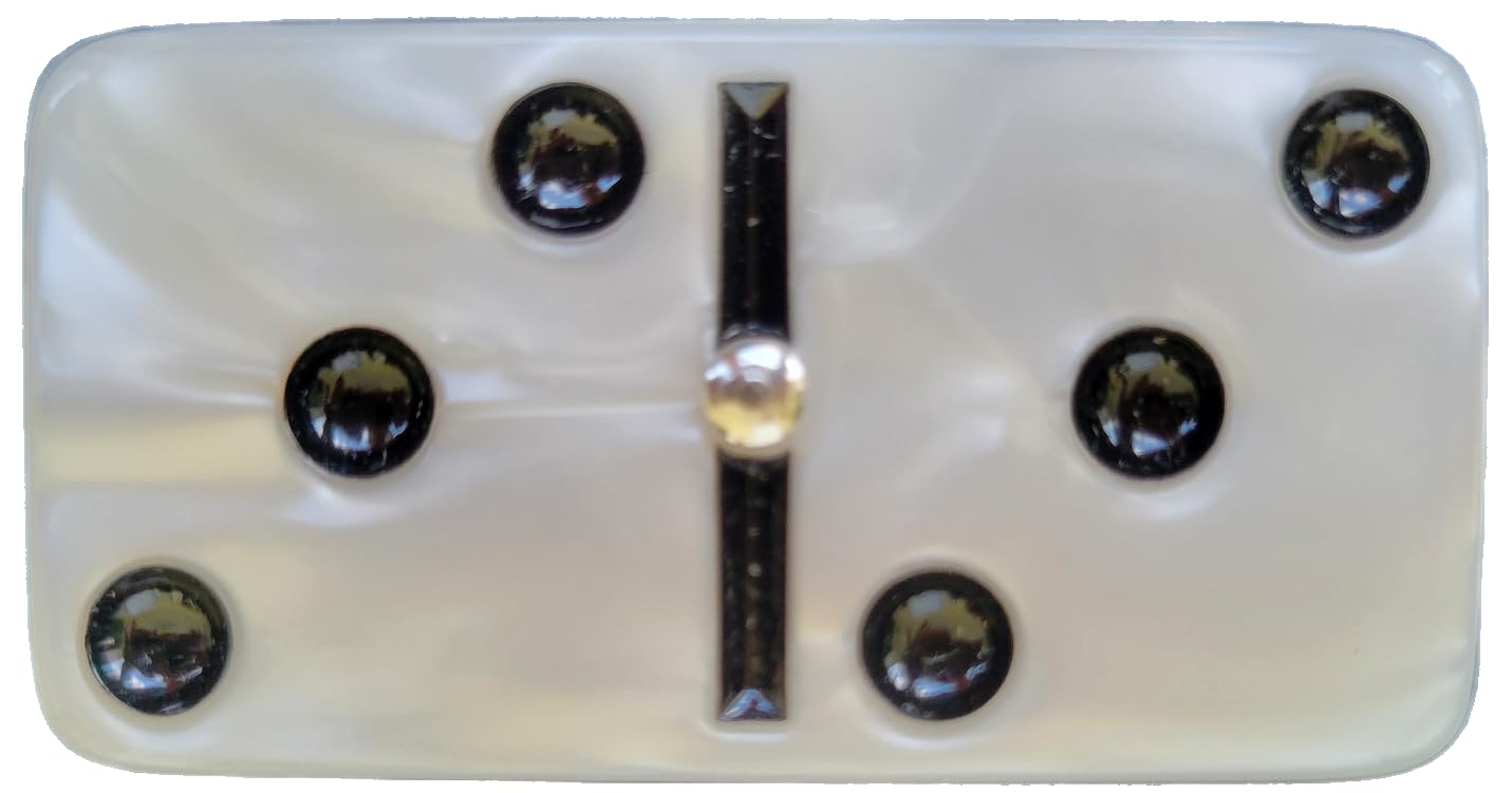 Domino Double 6 White Marbleized Tiles With Spinners, Jumbo Tournament Size In Black Elegant Velvet Bag