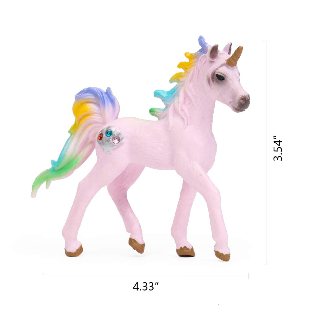 Uandme 8Pcs Unicorn Toy Figurine Set Unicorn Cake Toppers For Party, Birthday, Imaginative Toy Gift For Kids