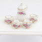 Baenrcy 1 Set 15 Pieces 1:12 Ceramics Tea Cup Set Lovely Dollhouse Decoration Set Dollhouse Kitchen Accessories(#1)