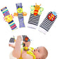 Little Treasures and Play Soft Wrist Rattle & Foot Finder Socks Set - Cotton Plush Infant Toys for Newborns 0-12 Months  Baby Shower Gifts for Boys & Girls  Hand & Feet Rattles for 3 Month Plus