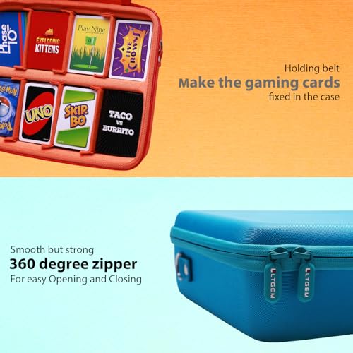 Ltgem Game Card Travel Case,Compatibility Taco Cat Goat Cheese Pizza/Skyjo/Uno/Playing Card Against Humanity And Other Game Cards,This Card Box Can Hold 2500+Game Cards (Red+Black)