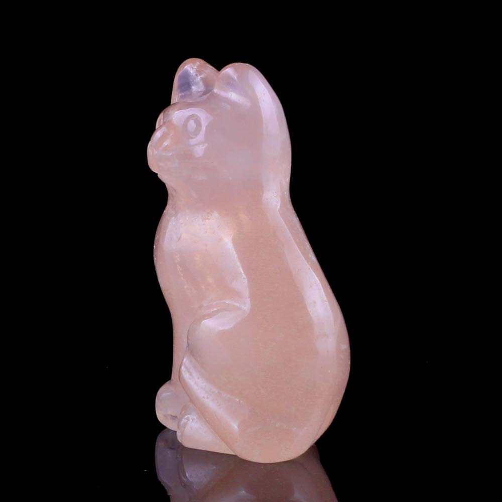 Rose Quartz 2.0Inch Cat Statue Feng Shui Crafts Natural Stone Carved Figurine Chakra Carving Stones Healing Reiki