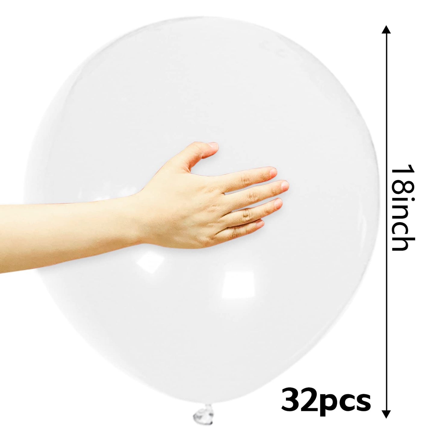 32Pcs White Big Balloons 18 Inch, Round Large Latex Party Balloons For Birthday Wedding Decorations. (White)