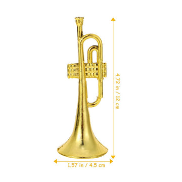 24Pcs Gold Brass Trumpet Ornament Decoration - Golden Plastic Trumpet Diy Scene Decoration Music
