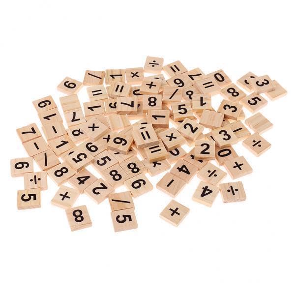 Enakshi 3x100 Pieces Wooden Puzzles Numbers Tiles Black Letters Cube Blocks for Crafts|Crafts | MultiPurpose Craft Supplies | C