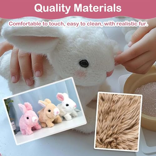 Teotopoa My Realistic Bunny Toy,Vitality Bliss Bunny,Hopping Bunny Toy,Rabbit Plush Interactive Toys,Wiggle Ears Twitch Nose,Ele