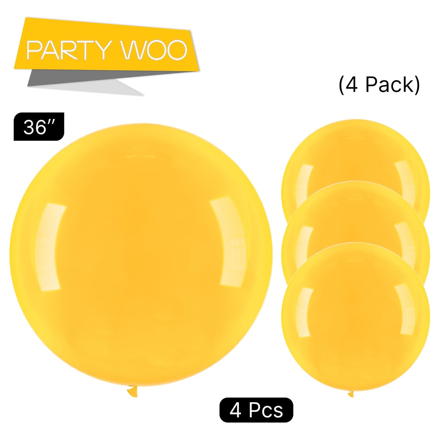 Partywoo Orange Large Balloons, 4 Pcs 36 Inch Balloons, Goldenrod Big Balloons, Orangey Yellow Giant Balloons, Jumbo Balloons For Birthday Party Decorations, Baby Shower Decorations, Orange-Y10
