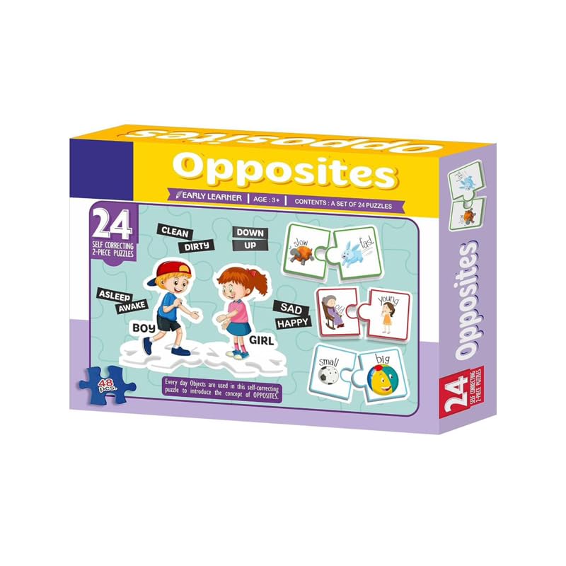 NEEYATI Opposite Learning Puzzle for Early Educational Pre School Puzzle Toys for Kids 3+ Years | Set of 24 SelfCorrecting Puzz