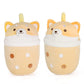 MMguai 14 inch Cute Big Boba Tea Shiba Inu Dog Plush Soft Hugging Pillow,Large Corgi Brown Pearl Milk Tea Stuffed Animals Toy Do